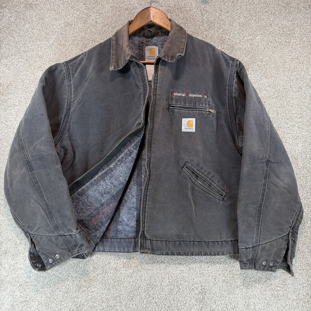 VTG 80s 90s Carhartt Detroit Jacket Sz XL Black Canvas Blanket Lined USA No Tag